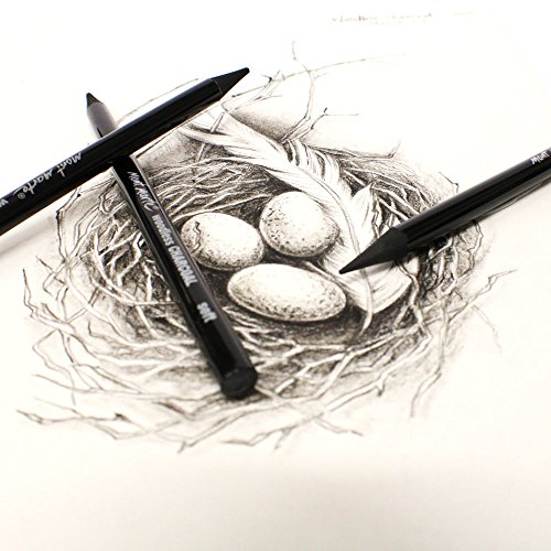 image for Mont Marte Woodless Charcoal Pencils, 3 Piece. Features 3 Grades Of Ch