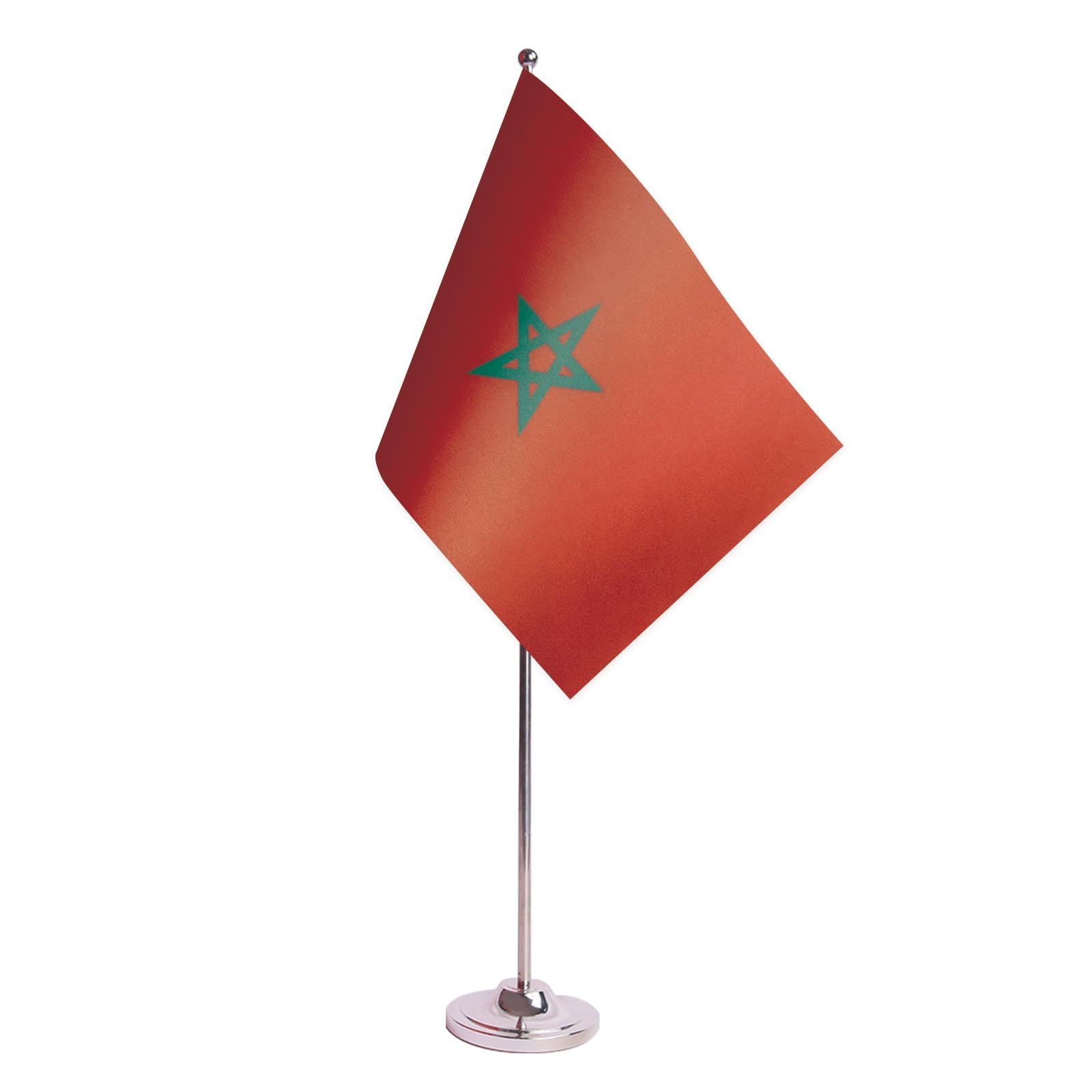 AZ FLAG Morocco Prestige Table Flag 6'' x 9'' - Moroccan Office Decoration 100% Satin 22 x 15 cm - Desk Flag with Steel Pole and Base