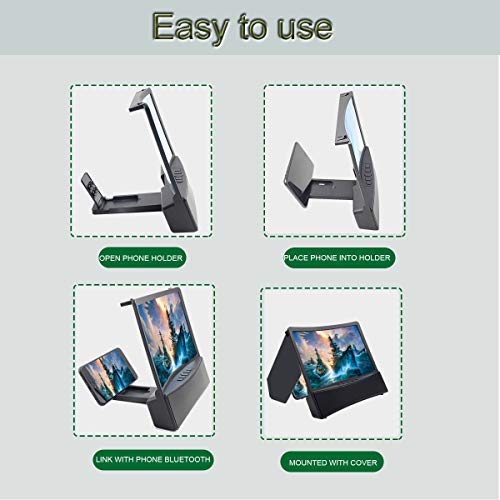 10'' Phone Screen Magnifier 3D Curved Screen Amplifier with 2 Speakers