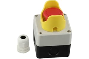 ZYNCUE Push Button Switch Station E-Stop, for Red Mushroom Head Self-Locking Stop Switch with ABS Box, IP65 Rated, AC220V 10A
