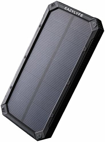 14,000mAh Hiking Solar Charger for Day Hikes &amp; Camping, Solar Power Bank with Dual USB's for Cell Phone &amp; Tablet, Water Resistant, Antishock Case, LED Torch, Instructional E-Book, and 1-year Warranty