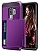 Vofolen Sliding Cover for Galaxy S9 Plus Case Wallet Credit Card Holder ID Slot Hidden Pocket Heavy Duty Protection Rugged Bumper Protective Hard Shell Armor Case for Galaxy S9 Plus (Purple)