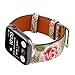 Luxury Leather Watch Band Strap Elegant Blooms Print Wristband Dressy Bracelet Compatible with 44mm 42mm Apple Watch Series 4/3/2/1 (Khaki/Pink)