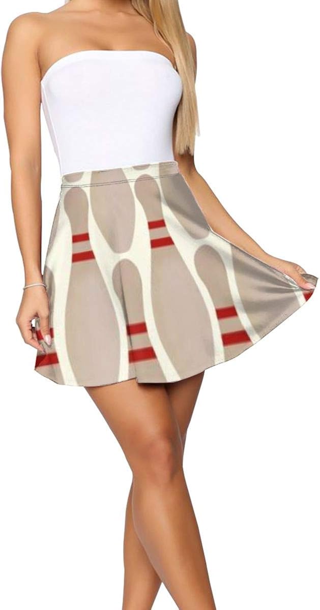 Womens Bowling Geometric Art Short Skirt, Casual Tennis Skirt for Women