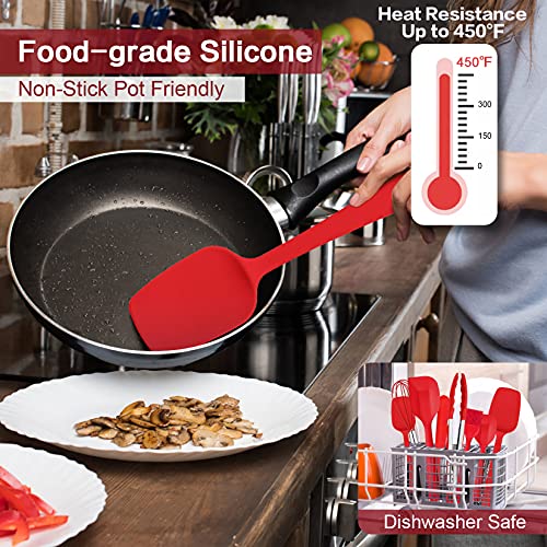 P&P CHEF Silicone Spatulas Set of 14, Red Heat Resistant Flexible