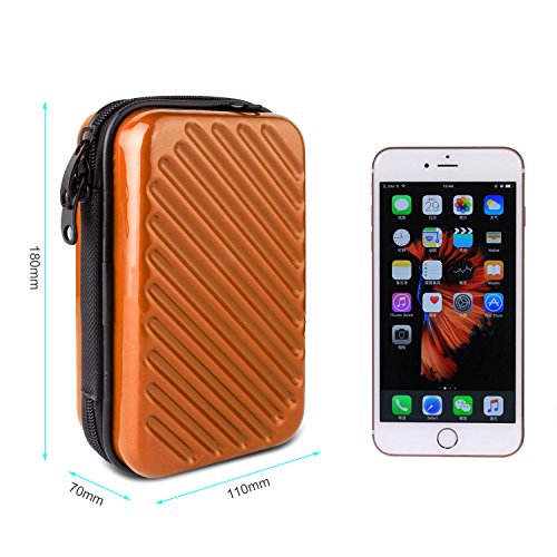 Hltd 2.5" HDD Hard Drive Bag Travel Storage Carrying Case Bag Pouch for Electronic Computer Cell Phone iPad Accessories USB Cables Power Banks Hard Disk (Orange)