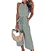 PRETTYGARDEN 2018 Women's Striped Sleeveless Waist Belted, Green, Size Medium