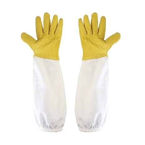 GOLRISEN Imkerhandschuhe Bienenzucht Schutzhandschuhe mit Langem Ärmel für den Anfänger Beekeeper, Männer, Frauen, Bienen, Ge
