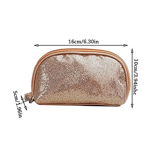 Garrelett Shimmery Sequined Top Zipper Evening Handbag Wallet Cosmetic Case Clutch Coins Purse Card Holder Cellphone Bag Organizer for Women Girls Ladies (Bronze)