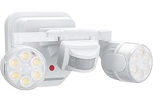 OREiN Motion Sensor Outdoor Lights, 450° Superwide Adjustment Dimmable Dusk to Dawn Flood Lights Outdoor, 5000K/12W (150W Equiv) Motion Lights for Outside LED Security Lights IP65, White (Hardwired)