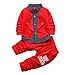 2pcs Baby Boy Dress Clothes Toddler Outfits Infant Tuxedo Formal Suits Set Shirt + Pants(Red, 4T)