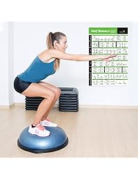 NewMe - Póster de entrenamiento de media bola de equilibrio, laminado: guía ilustrada con 40 ejercicios de tonificación y fortalecimiento :: colgar en su hogar o gimnasio, para hombres y mujeres, 20.0 x 30.0 in