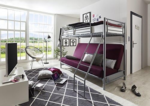 Atlantic Home Collection Julia Hochbett Mit Klappsofa Metall Silber Liegeflache Oben 90 X 200 Cm Liegeflache Unten Erweitert 140 X 200 Cm Amazon De Kuche Haushalt Wohnen