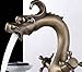 Rozin Dragon Design 2 Knobs Bathroom Basin Faucet Single Hole Lavatory Sink Mixer Tap Antique Brass
