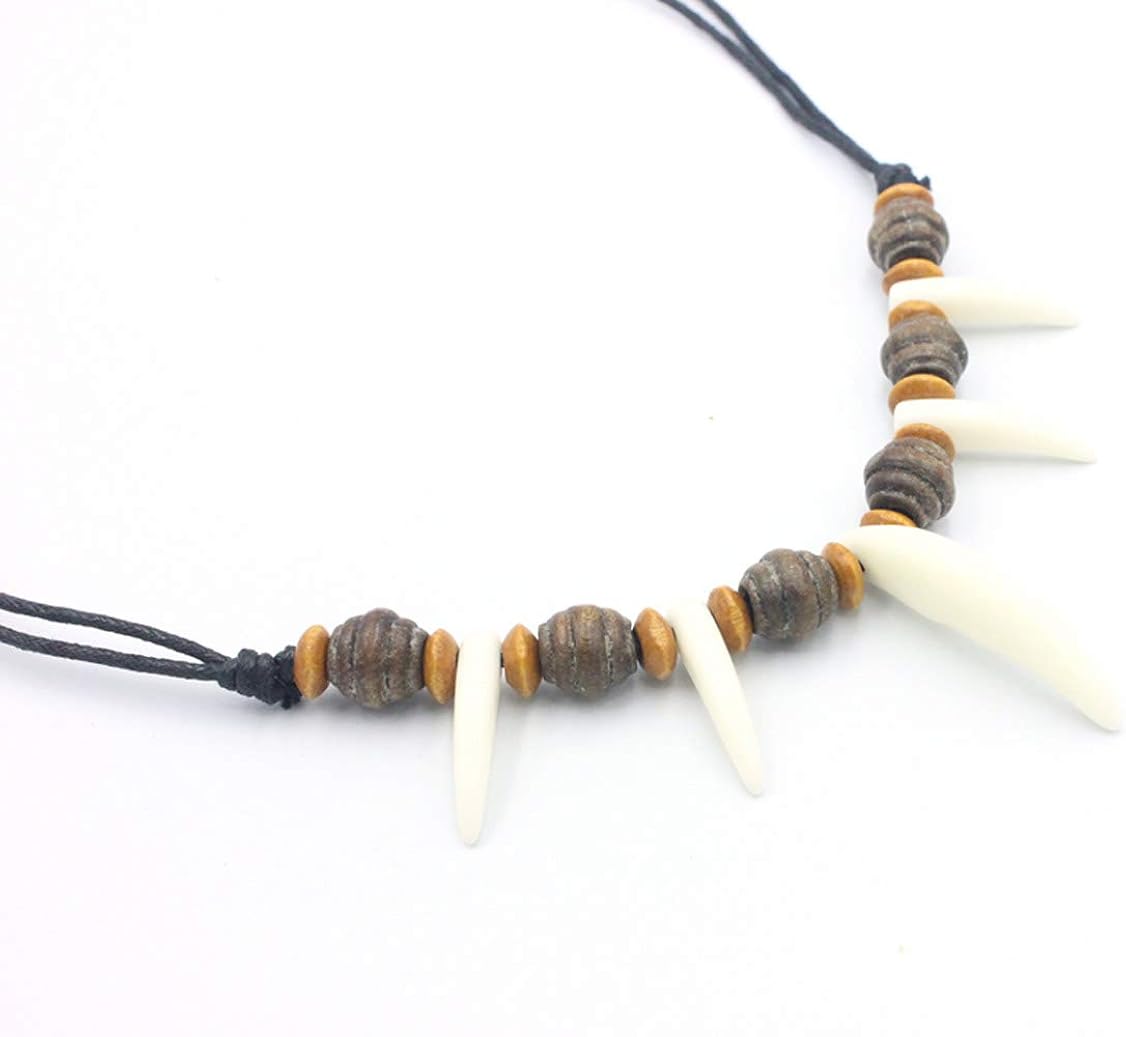 Scddboy Caveman Necklace,Bone Tooth Necklace for men white Amazon.co