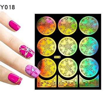 Amazon Com Yuye 1 Sheet Reusable Flower Heart Hollow Out Diy Nail