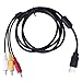 eBerry 5Ft/1.5M USB A Male to 3 RCA Male AV A/V TV Camcorder Adapter Cord Cable for Video TV/DVD Player