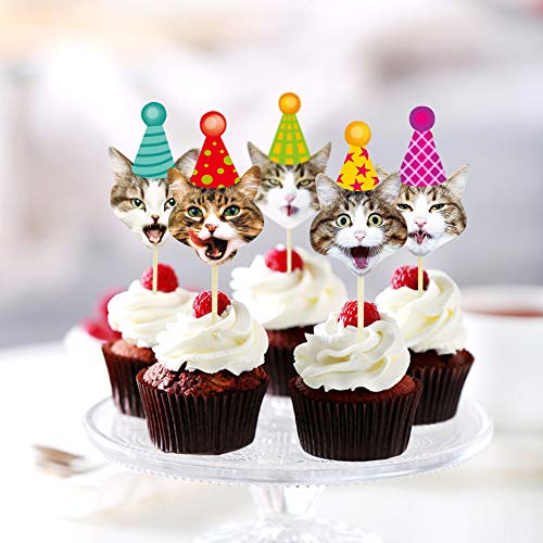 Cat Party Supplies Cat Birthday Garland Banner Cake Toppers Photographic Cat Faces Birthday Cake Banner Decorations Birthday Party Bunting Banner Decor - Thumbnail 3