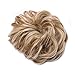 Benehair Scrunchy Updo Wavy Straight Hair Bun Clip Messy Donut Chignons Synthetic Hairpiece Hair Extension (light ash brown & bleach blonde-thicker)