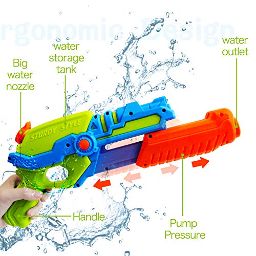 ToyerBee Water Guns for Kids, 2 Pack Squirt Guns Water Toys -Shoots Up to 35 Ft -for 4.5.6.7 Year Old Kids& Boys& Girls& Adults, Pools Party& Water Fight