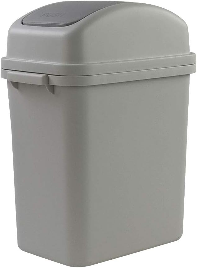 Ortodayes Plastic Trash Can with Lid, Desktop Trash Bin (Grey)