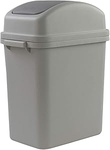 Ortodayes Plastic Trash Can with Lid, Desktop Trash Bin (Grey)