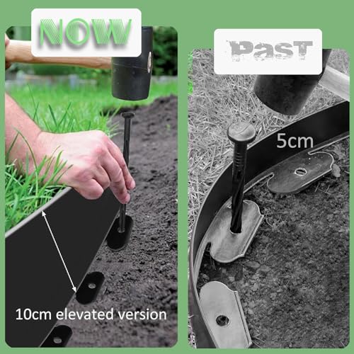 Extra Tall 10M No-Dig Garden Edging Border, 10CM-Height Heavy Duty Landscape Edging with 30pcs Stakes for Garden, Flower Beds, Lawn Edging & Driveways