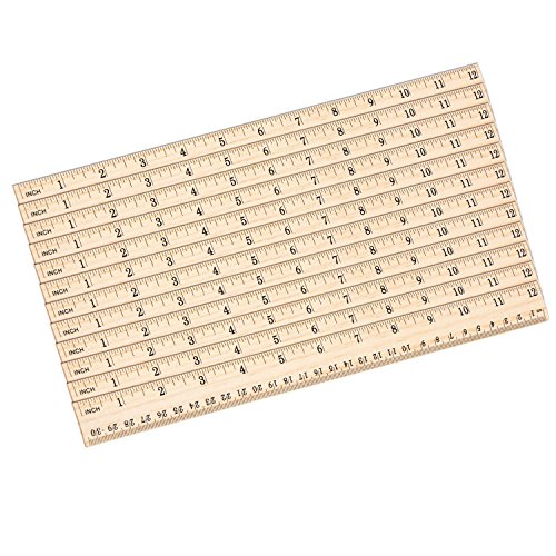 SODIAL(R) 12 x Wood Ruler Student Rulers Wooden School Rulers Office Ruler Measuring Ruler, 2 Scale (12 Inch and 30 cm) - Thumbnail 2
