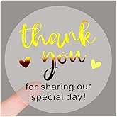 100 x YYDESN Thank You for Sharing Our Special Day Stickers – Gold Foil Wedding Favor Labels for Party Bags and Gifts – Elegant Thank You Stickers – 1.6 Inch (Gold)