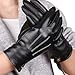 Womens Touchscreen Texting Winter PU Leather Gloves Driving Outdoor Fleece Lining (7.5, Black)