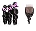 Perstar Loose Wave 3 Bundles With Closure Human Hair 8A Brazilian Virgin Hair Extensions With 4