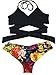 Women sexy Low waist Bandage Bikini beachwear swimsuit Black-S,Flower Print Black,Small
