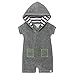 Burt's Bees Baby Baby Boys' Hooded Organic V-Cut Shortall, Heather Grey Knit Terry, 3-6 Months