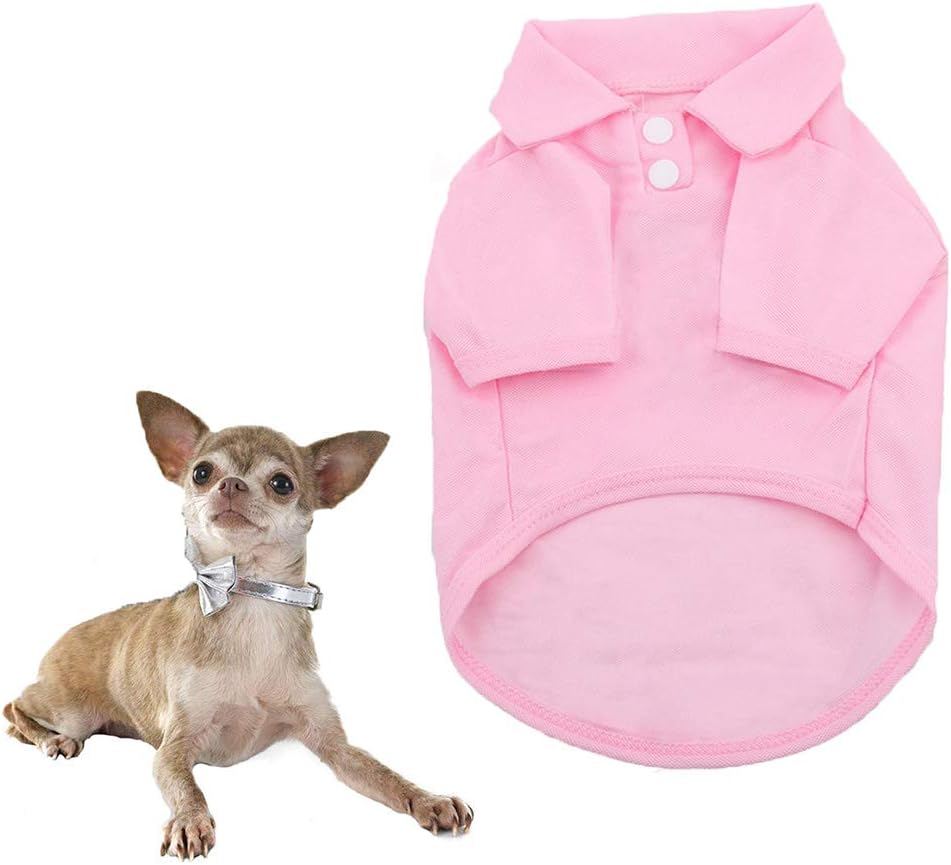 PeteaDog Shirts Pet Puppy Cotton Polo Shirt Basic T-Shirt Clothes for Dogs and Cats (M, Pink)