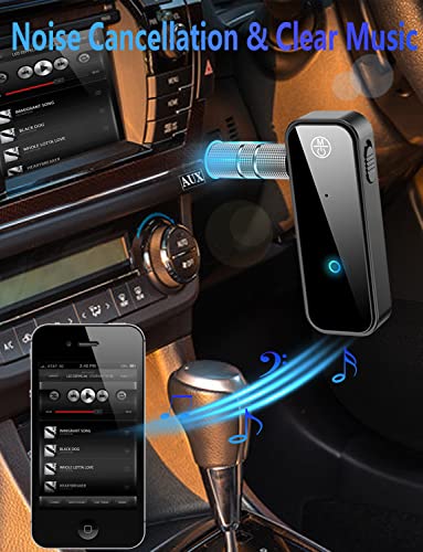 Bluetooth 5.0 Adapter 3.5mm Jack Aux Dongle, 2-in-1 Wireless Transmitter Receiver for Car,TV Audio,Headphones,Speakers,Projector