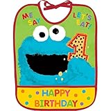 Amscan Sesame Street 1st Birthday Vinyl Baby Bib Party Supplies, 13