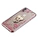 Miniko 009 iPhone X Pink Ring (TM) Soft Slim Bling Rhinestone Floral Crystal TPU Plating Rubber Case Cover with Detachable 360 Diamond