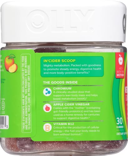 OLLY Metabolism Gummy Rings, Apple Cider Vinegar, Vitamin B12, Chromium, Energy and Digestive Health, Chewable Supplement, Apple Flavor - 30 Count - Image 14