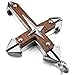 INBLUE Men's Stainless Steel Wood Pendant Necklace Silver Gold Tone Cross -with 23 Inch Chain