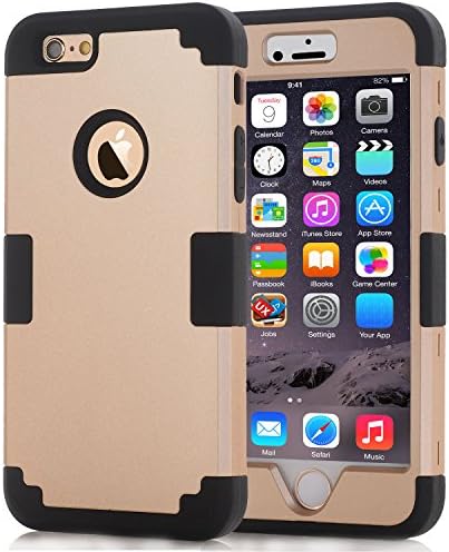 Sextile iPhone 6S Case, 3in1 Anti Scratches IPhone 6 Case Hybrid with Soft Flexible Inner Silicone Skin Protective Case Cover for Apple iPhone 6/6s 4.7 inch (Gold + Black)