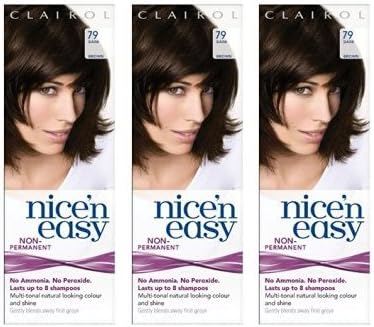 Clairol Nice n Easy Hair Color #79 Dark Brown, UK Loving Care (Pack of 3) + FREE Schick Slim Twin ST for Dry Skin