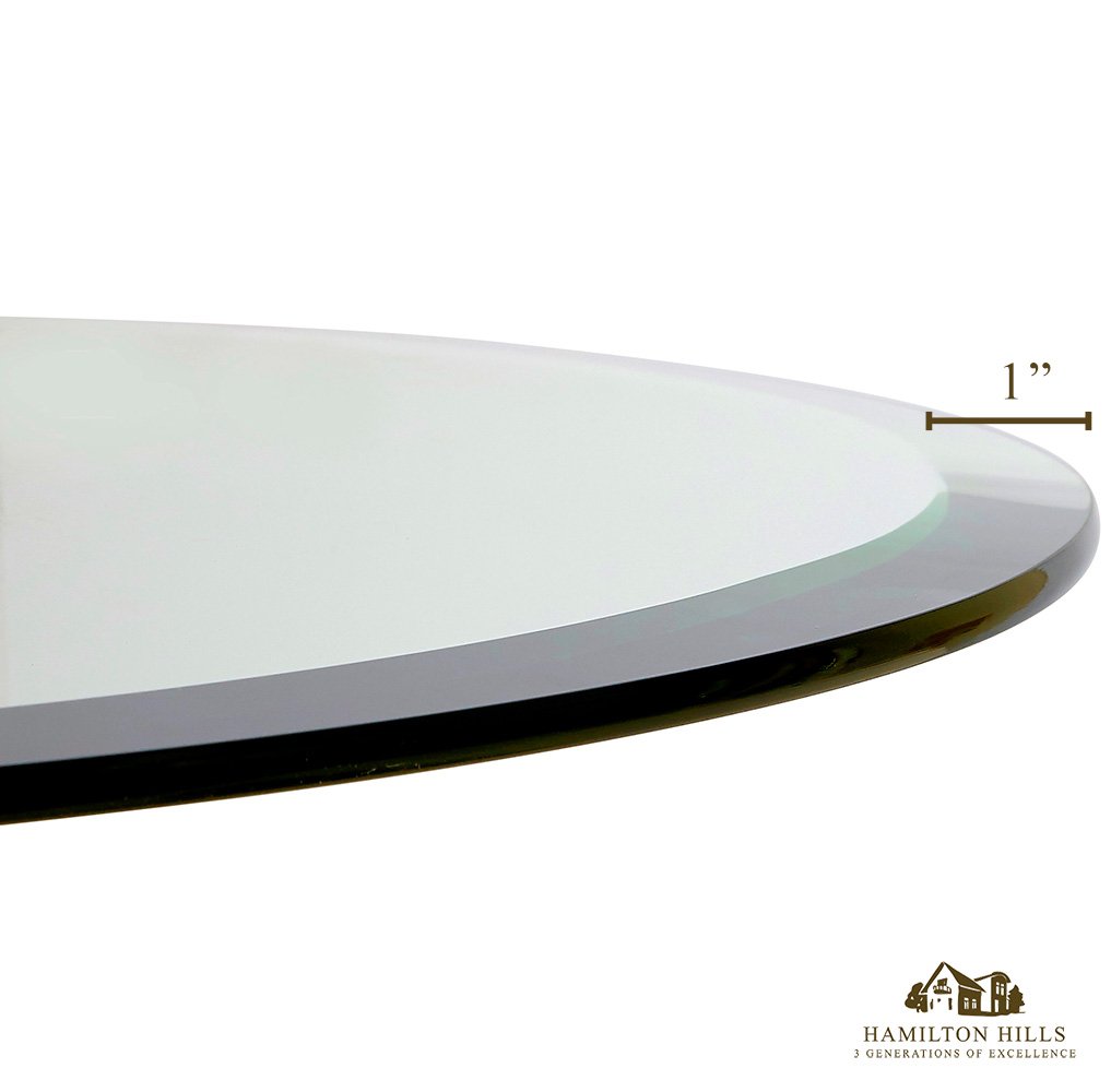 24 Inch Beveled Glass Table Top 3/8" Thick Tempered Polished Edge