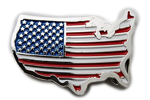 TFJ Men Fashion Belt Buckle Western Metal United States America Flag Continent
