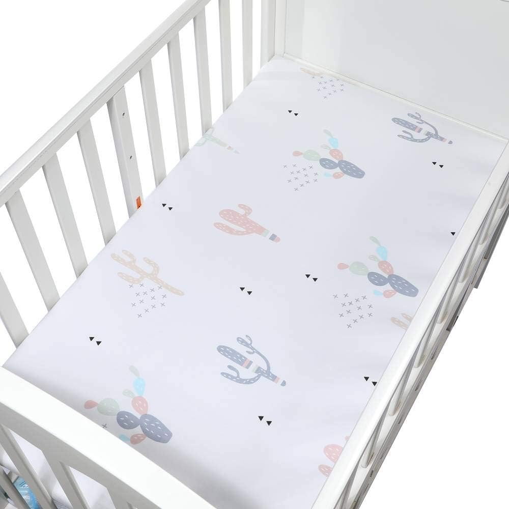 Brandream Cactus Crib Sheets Green Fitted Crib Sheet for Boys and Girls