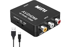 HQDWA RCA to HDMI,AV to HDMI Converter, 1080P Mini RCA Composite CVBS AV to HDMI Video Audio Converter Adapter with PAL/NTSC,Support TV/PC/DVD/VCR/STB/VHS/PS Games
