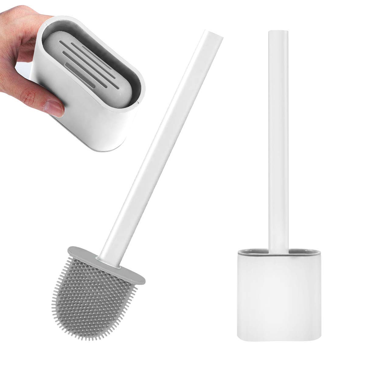 Toilet Brush, deep Cleaner Silicone Toilet Brush with NonSlip Long