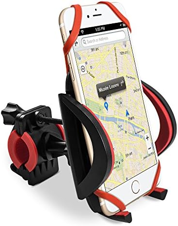 Leafbook Bike Mount, Universal Cell Phone Bicycle Motorcycle Holder Cradle 360 Degree Rotatable for iPhone 7 Plus 6 6S Plus, Samsung Galaxy S8 S7 Edge S6 Edge Note 5, HTC LG Nexus GPS and More, Red