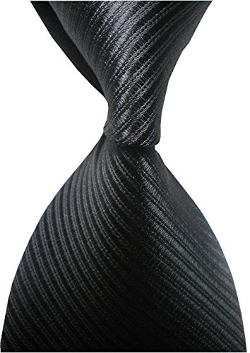 Mens Striped Black Jacquard Woven Tie Necktie Cravat