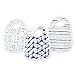 aden + anais Silky Soft Snap Bib, 100% Viscose Bamboo Muslin, Soft Absorbent 3 Layers, Adjustable, 9” X 13”, 3 Pack, Indigo Shibori