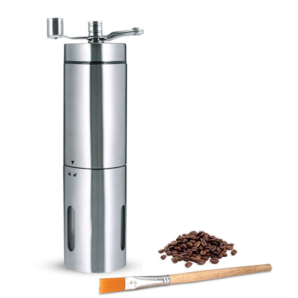 Molinillo de Café Manual PiAEK Portátil Acero Inoxidable Mano Molinillo de Café
